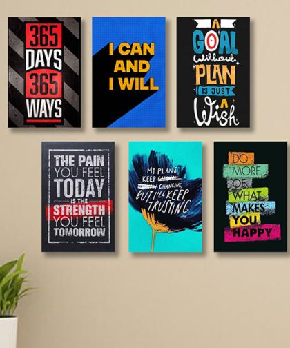 Set Of 6 Motivational Wooden Canvas Frames