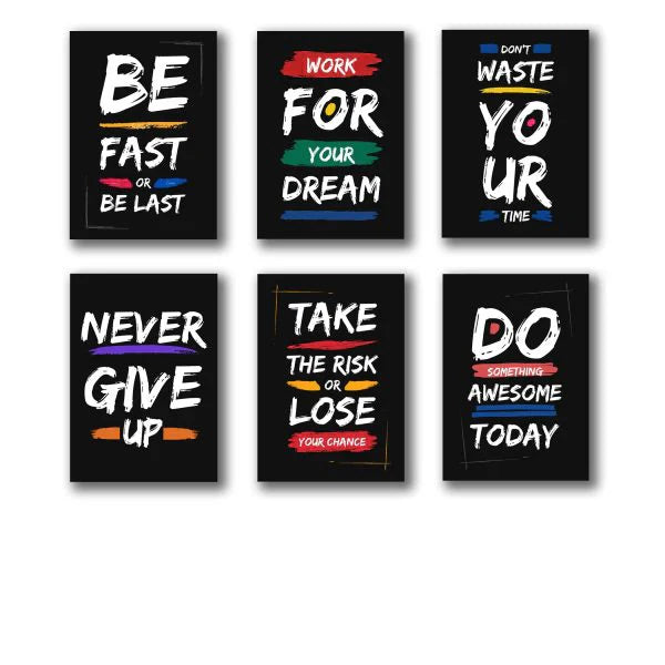 Set Of 6 Motivational Wooden Canvas Frames For Wall Decore