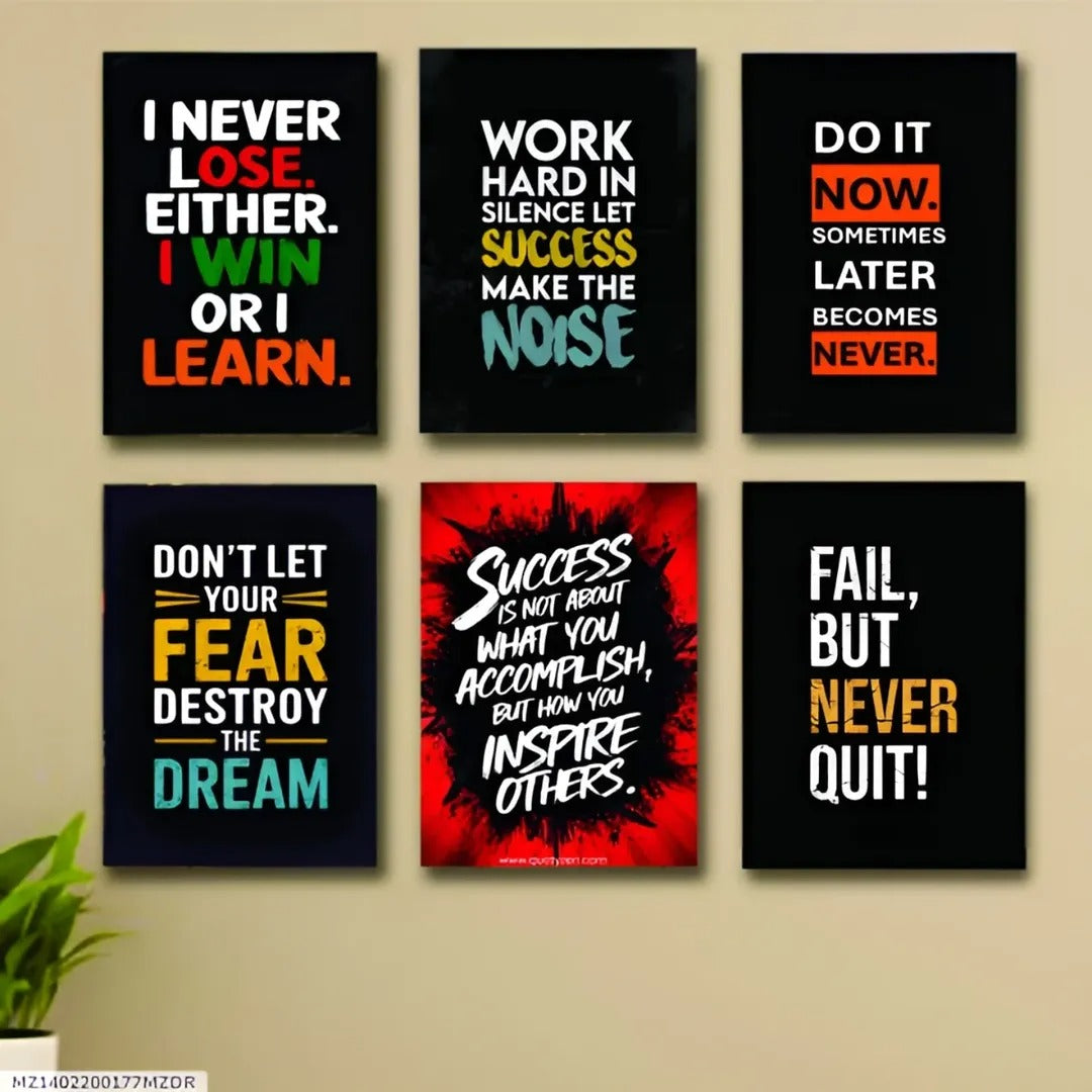 Set Of 6 Motivational Wooden Canvas Frames
