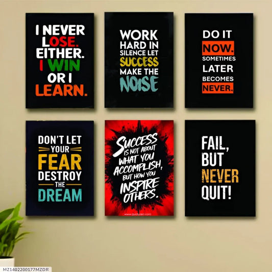 Set Of 6 Motivational Wooden Canvas Frames